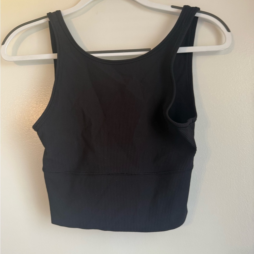 Black Ribbed Sleeveless Top